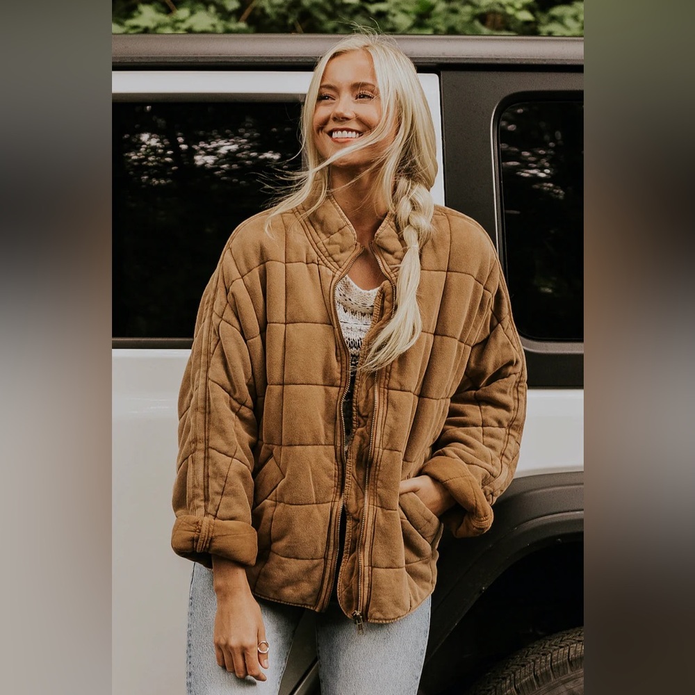 Free People Dolman Quilted Jacket | Tan | Size M